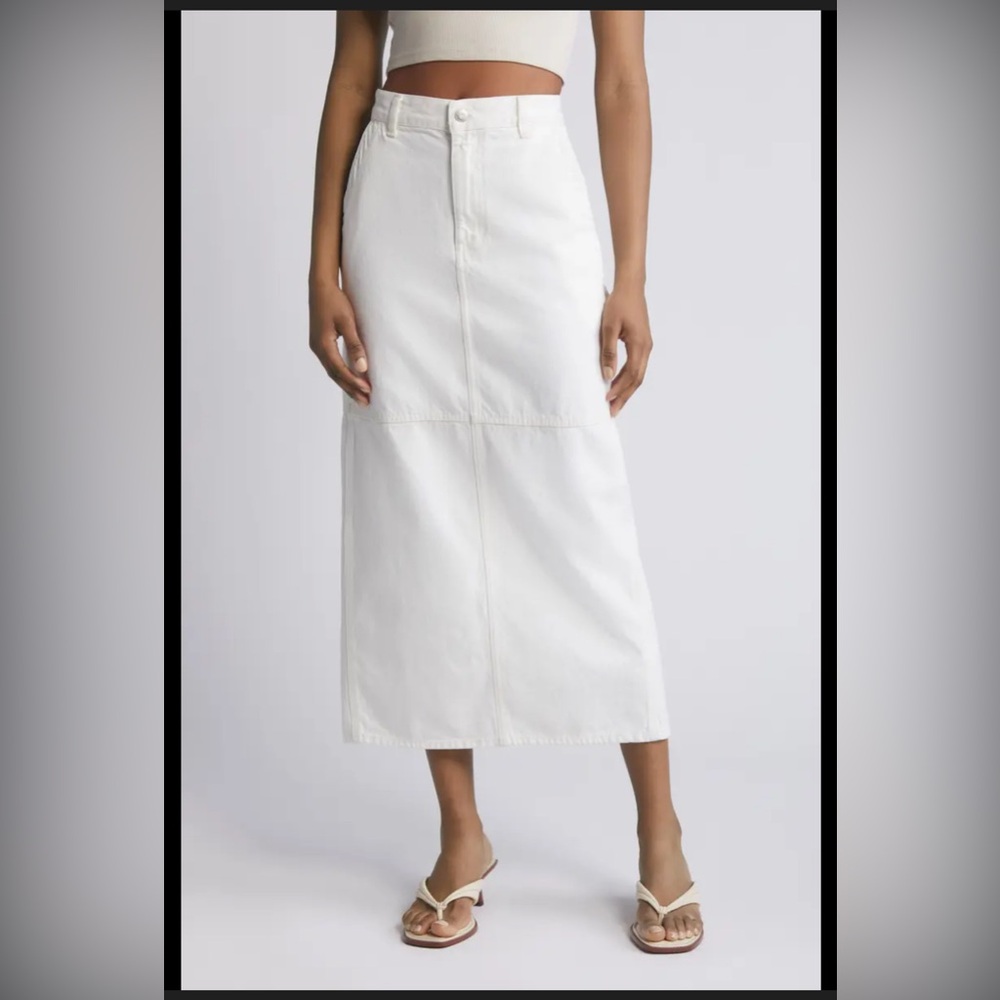 NWOT Madewell White Denim Classic Maxi Skirt